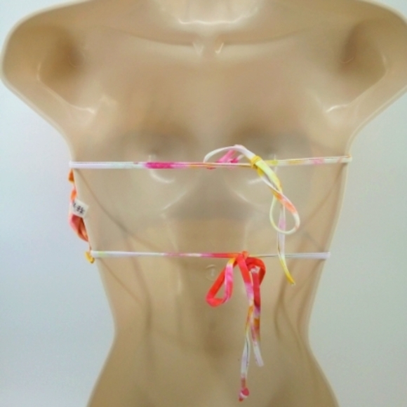 Zaful Tie Dye Orange Pink Bandeau Elastic Bikini Top Swim Swimsuit Swimwear 8 - Picture 6 of 14